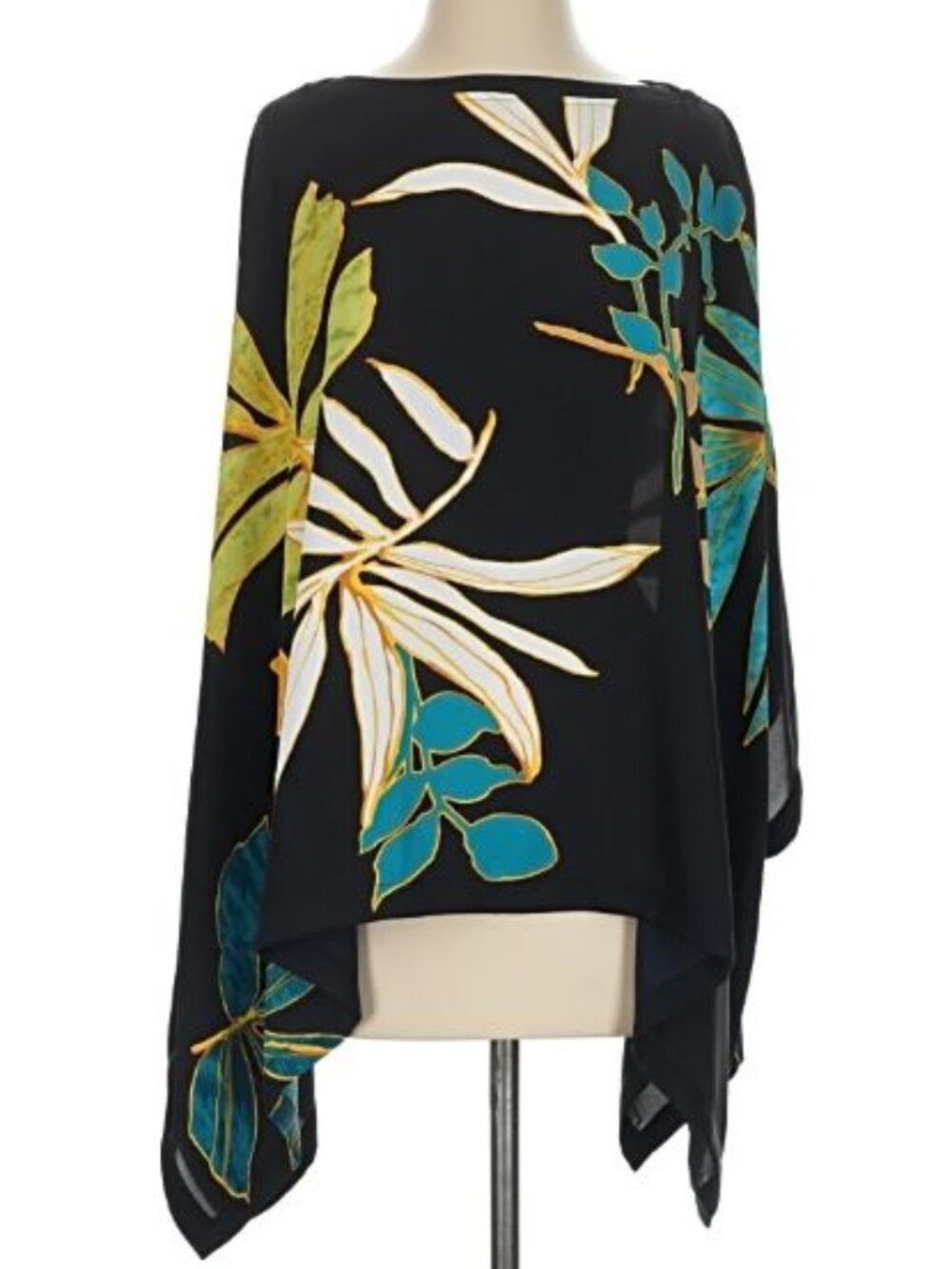 Chico's Black Tropical Poncho $/M